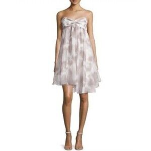 Halston Heritage Dress Size 12 New Strapless Dress In Mist White Flowy Princess